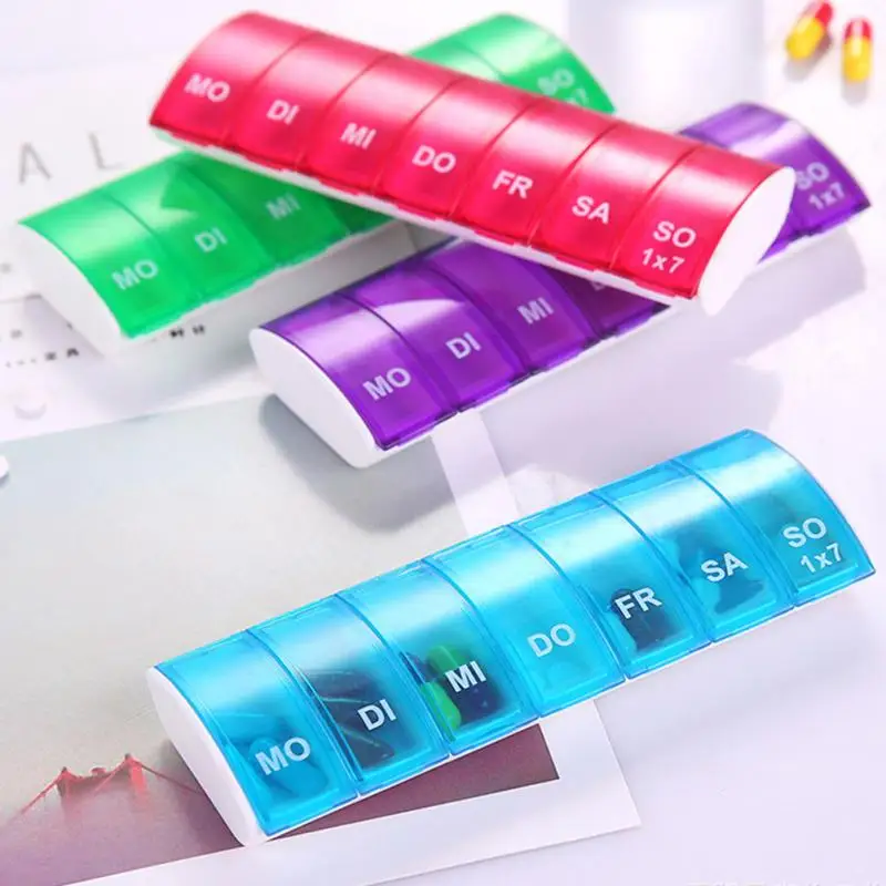 

New Portable 7 Days Weekly Pill Organizer Tablet Pill Storage Box Plastic Medicine Box Splitters DC88 Health Care Tool #2