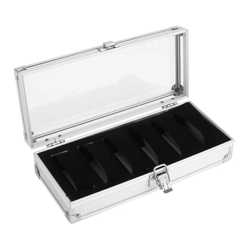 Алюминиевая коробка для часов с 6 ячейками в виде сетки, коробка для хранения браслетов и ювелирных изделий Saat Kutusu