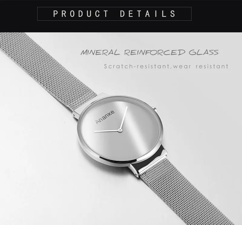 ANANKE Мужские Простые аналоговые часы с двумя ручками, мужские водонепроницаемые часы-браслет, часы серебристого и черного цвета, мужские часы