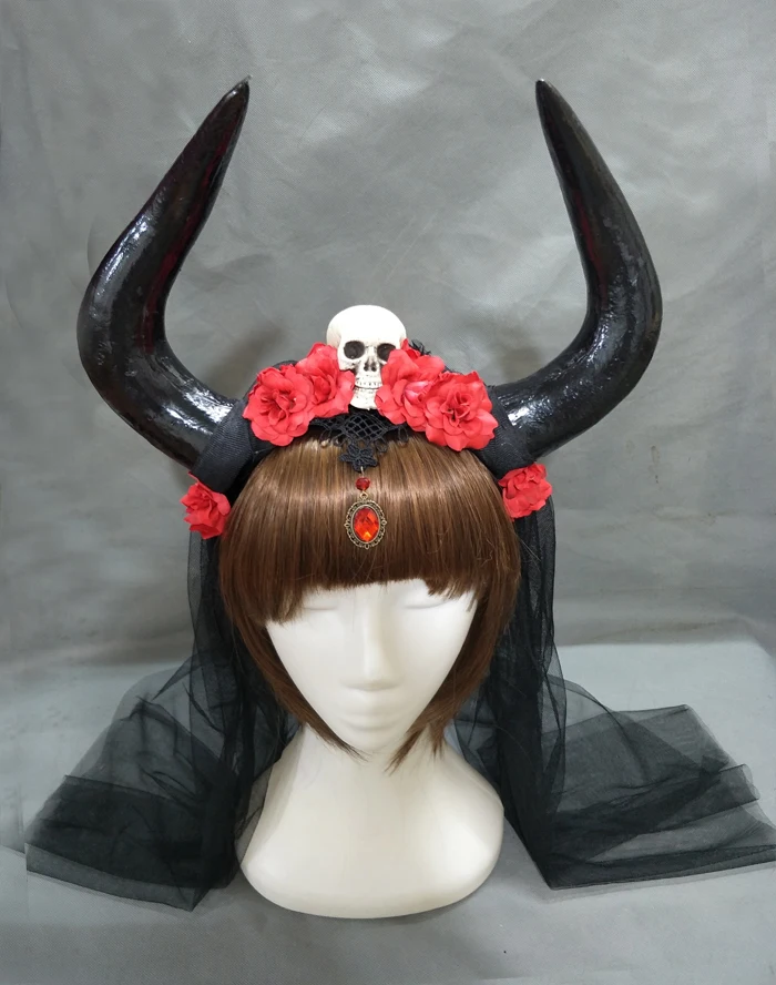 Cabeça do Punk Acessórios do Partido do Vestido Gótico Goth Oculto Rosas Crânio Antler Headband Cabelo Bruxa Burlesque Novidades Cosplay Extravagante