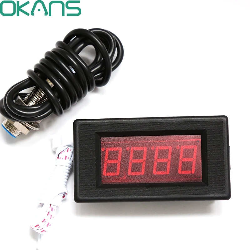 Цифровой Красный светодиодный Тахометр 4 RPM измеритель скорости + датчик