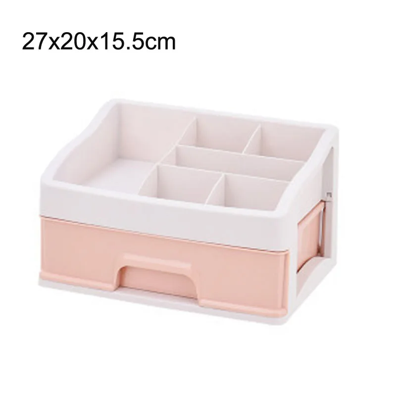 Пластиковая коробка для хранения косметики ящик для косметики органайзер для макияжа Уход за кожей полка для хранения товаров Настольный чехол для хранения мусора - Цвет: Pink 1 layer