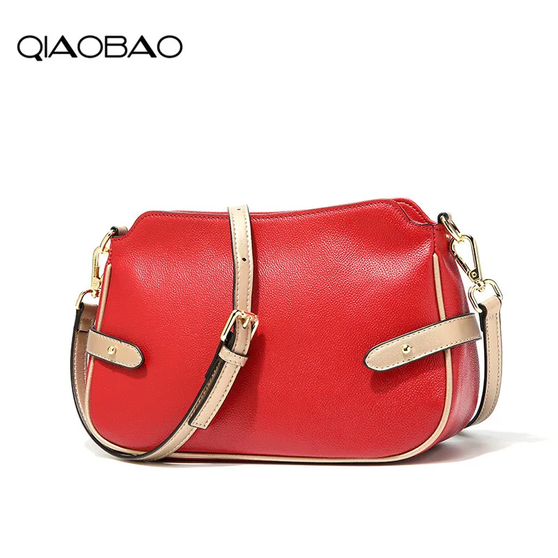 

QIAOBAO 2019 high-grade leather handbags fashion small square bag noble personality cowhide bag ladies shoulder real leather bag
