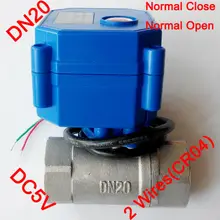 3/" мини-клапан электрический 2 провода(CR04), DC5V моторизованный клапан SS304, DN20 Электрический автомобильный клапан из возвратная пружина
