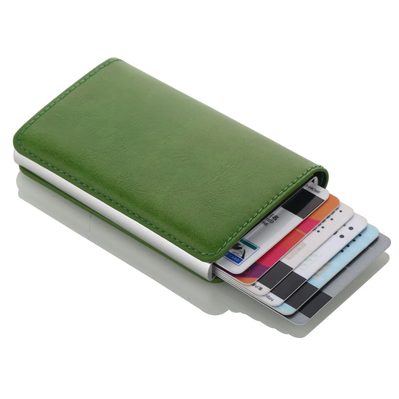 Мужской RFID держатель для карт алюминиевый Противоугонный кредитный держатель для карт автоматический всплывающий кошелек тонкий из искусственной кожи Бизнес ID кошельки
