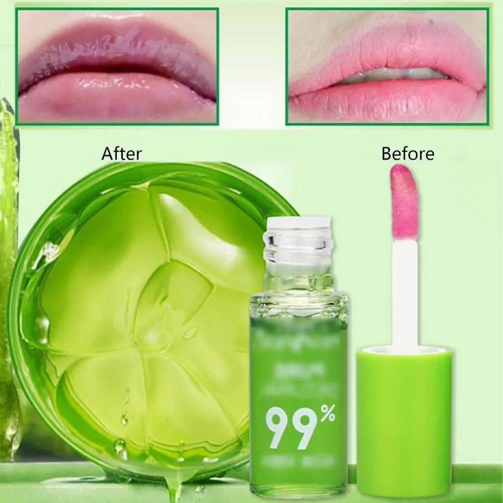 

DSstyles 1Pc Aloe Vera Plant Lip Balm Transparent Natural Lip Gloss Moisturizer Nutritious Liquid Lipstick Lips Care Beauty