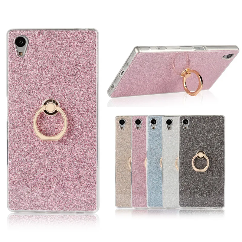 For Sony Z5 E6603 Case Shiny Glitter Silicon TPU with Rotate Finger Ring Soft Back Cover for Xperia D6633 D6653 |