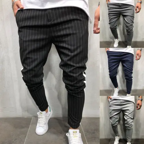 

Men's Twill Fashion Jogger Pants 2018 New Stripe Urban Straight Casual Trousers Slim Fitness Long Pants S-3XL
