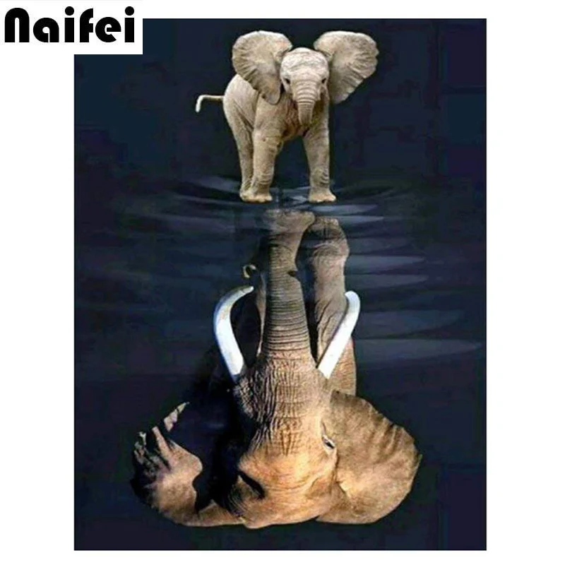 

Elephant Reflection 5D Diamond Painting Embroidery Cross Stitch Home Decor DIY mosaic resin full square drill crafts rhinestones