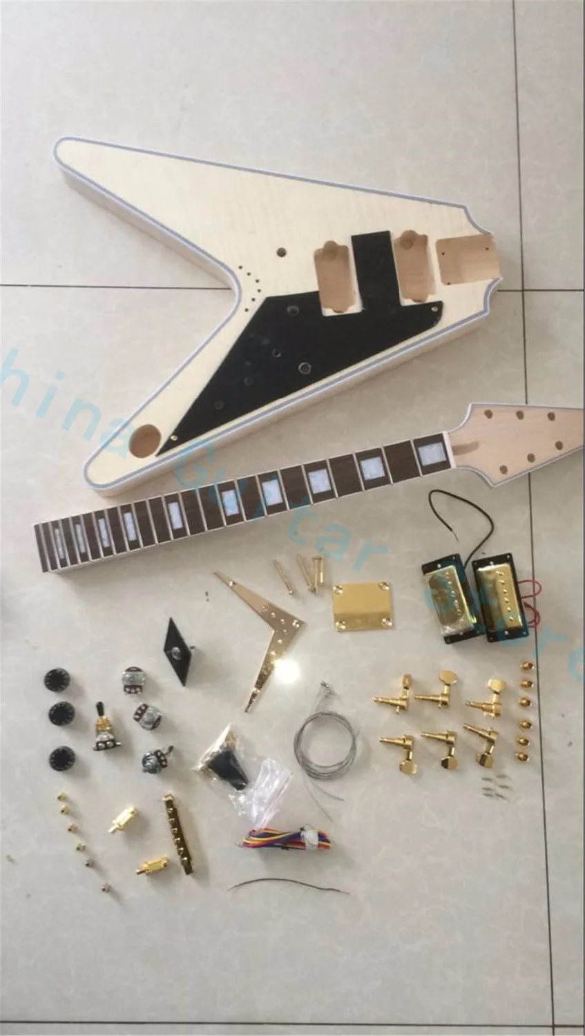 Flying V shaped guitar kits;Diy guitar model;hardware;Free Shippingin