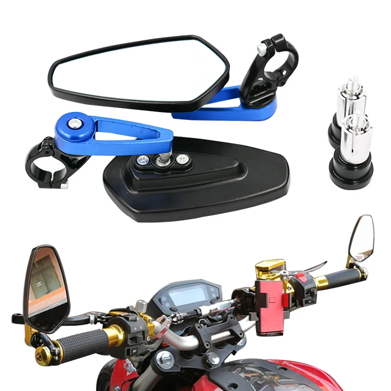 

2Pcs Motorcycle Aluminum 7/8" 22mm Bar End Side Rearview Mirror Universal Motorbike Bike Handlebar Rear View Mirrors Universal
