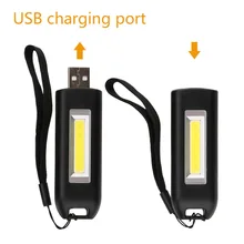Portable Mini COB LED Flashlight Keychain Handy Light Lamp Carabiner Camping Outdoor Torch