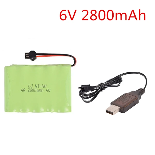 

6V 700mah/1800mAh/2800mah Ni-NH AA rechargeable battery+usb charger SM-2P plug for RC car RC truck RC tank RC boat