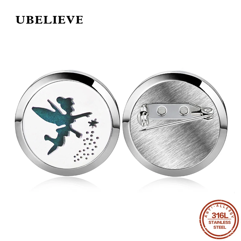 

UBELIEVE 316L Stainless Steel Pendants Brooches For Women Magnetic Locket Stainless Steel Lapel Pins Fashion Jewelry