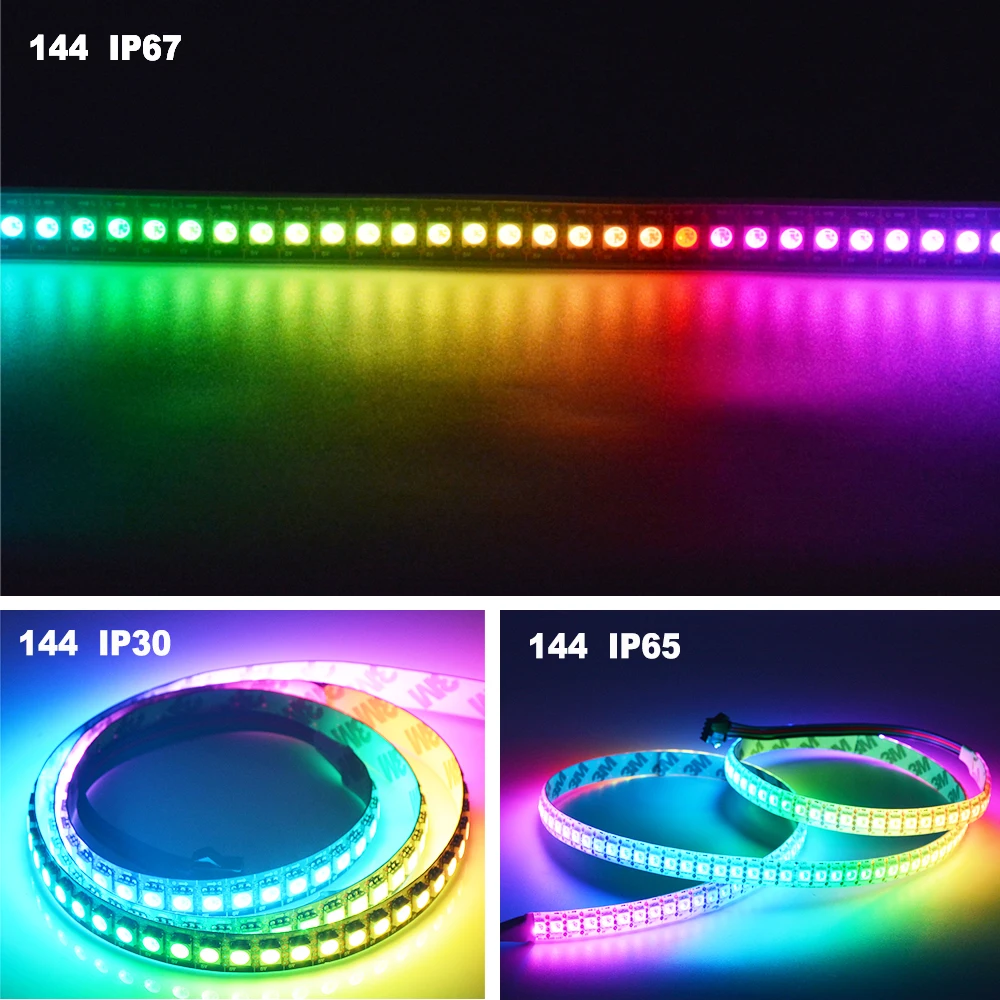 APA102 полосы, синхро-адаптер длиной 1 м/3 м/1 м 5 м 30/60/144 светодиодов/пикселей/м APA102 умная светодиодная Пиксельная полоса, данных и часы отдельно DC5V IP30/IP65/IP67