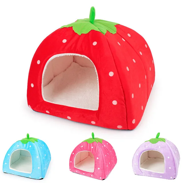 

Autumn Winter Machine Washable Cotton Four-color Optional Small Medium Sized Pet Puppy Kitten Warm Soft Dog Strawberry Pet Nest