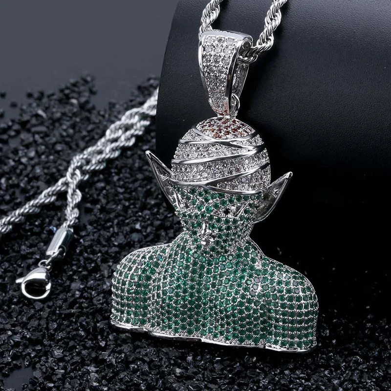Ожерелье с подвеской в виде персонажа Жемчуг дракона Bick Devil Iced Out CZ стиле хип хоп