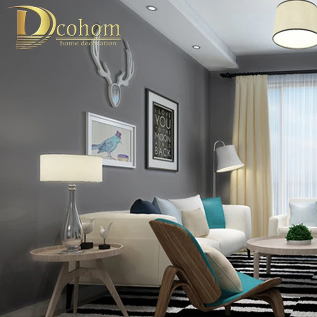 Minimalist Solid Color Modern Wallpaper For Walls Bedroom Living Room TV Sofa Deep Grey Background Nonwoven