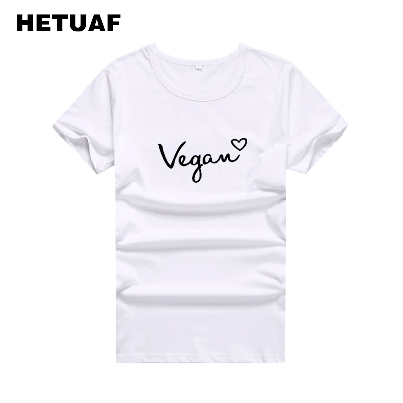 HETUAF Vegan Love Harajuku Графические футболки женские модные вегетарианские футболки женские летние корейские хлопковые футболки с принтом женская футболка, Топ