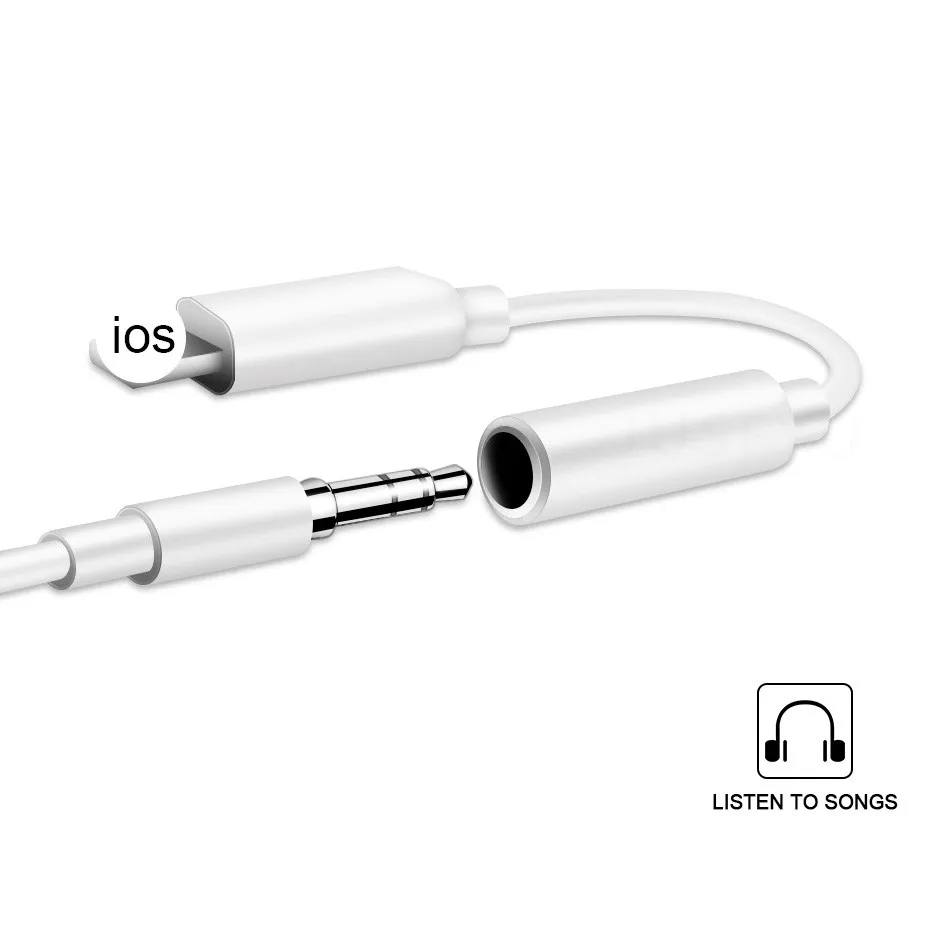 

8 Pin 3.5mm Headphone Jack Adapter For Lighting Plug Audio Play Music For iPhone 7 8 X Plus AUX Cable Earphone Converter Adapter