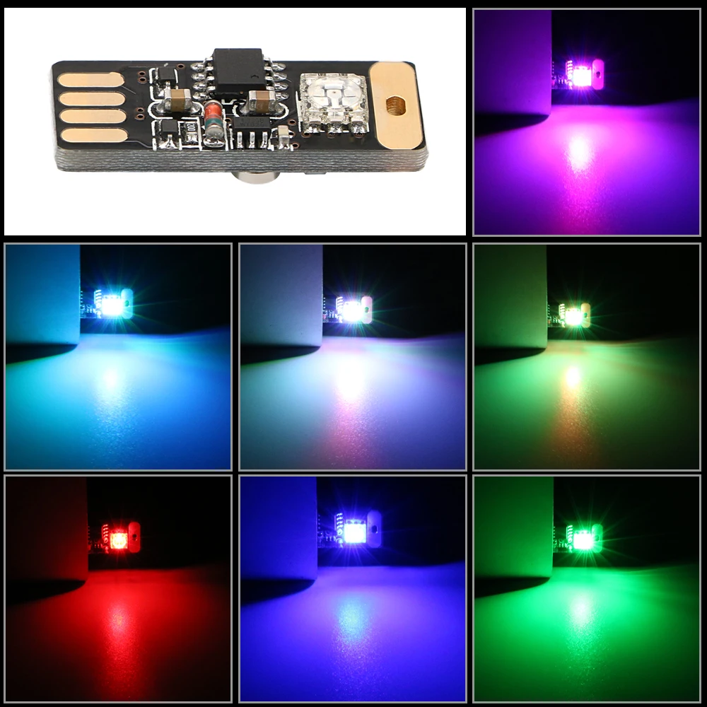 Mini USB Lamp Car Atmosphere Light Multi Color Decorative Light Voice and Touch Control