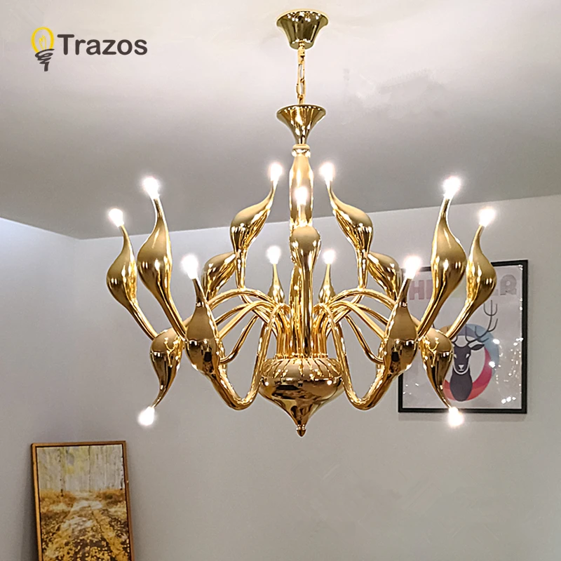 

Art Deco European Candle Crystal LED Swan Chandeliers Ceiling Bedroom Living Room Modern Decoration G4 Lighting Free Shipping
