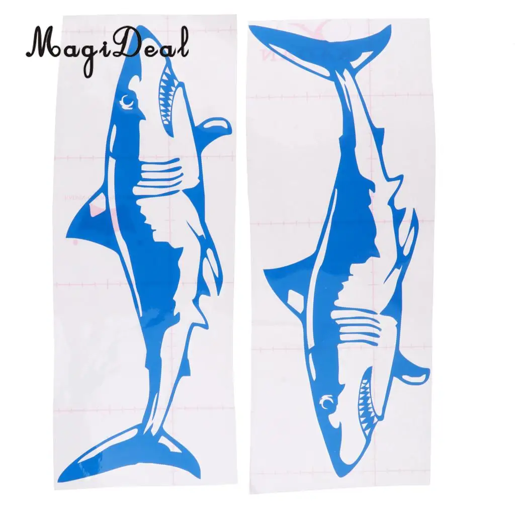 2Pcs Shark Sticker Decal for Car Truck Kayak Fishing Boat Graphics Accessories - Waterproof, Adhesive, Durable & Long Lasting