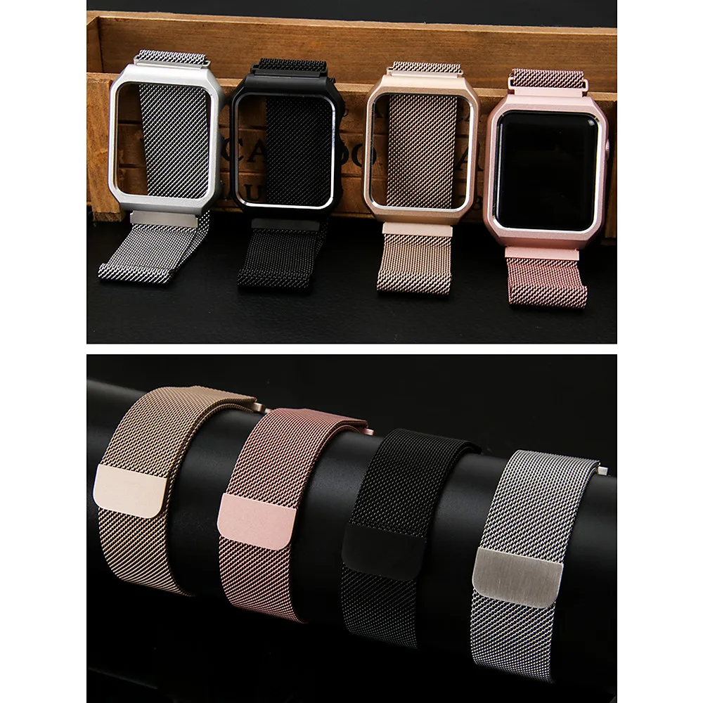 Чехол + ремешок для Apple Watch iWatch 44 мм 40 42 38 браслет из нержавеющей стали Миланская