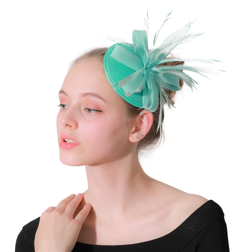 

Emerald green summer ladies party fascinator hat on hair clips popular fashion church royal derby attractive headbands XMF197