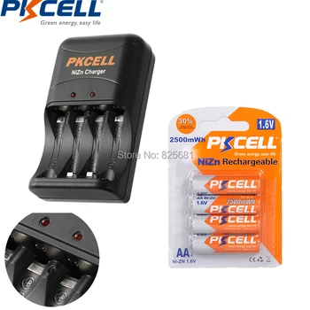 

4Pcs 1Pack NIZN AA Rechargeable Battery 1.6V 2250mWhrs to 2500mWhs and NiZn Battery Chargers EU or US PLug 1PC For Camera Toys