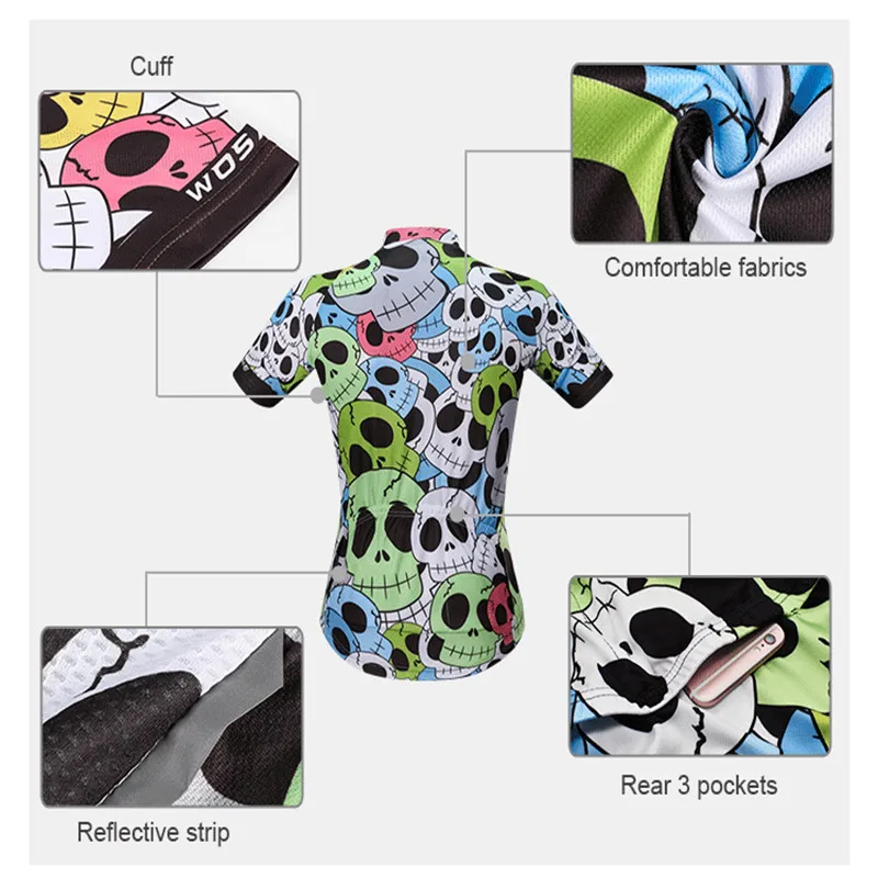 WOSAWE Skull Printing Cycling Jersey Clothes Summer Men's Sports Mtb Quick-drying Bike Ropa de Ciclismo Shirts WOSAWE Skull Printing Cycling Jersey Clothes Summer Men's Sports Mtb Quick-drying Bike Ropa de Ciclismo Shirts