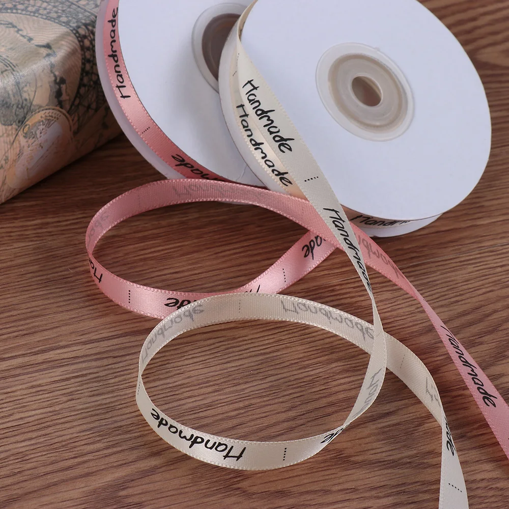 

25Yards Cream Pink Color Handmade Ribbon Wrapping Silk Satin Ribbon Wedding Party Favor Gift Box Cake Box Packaging Ribbon