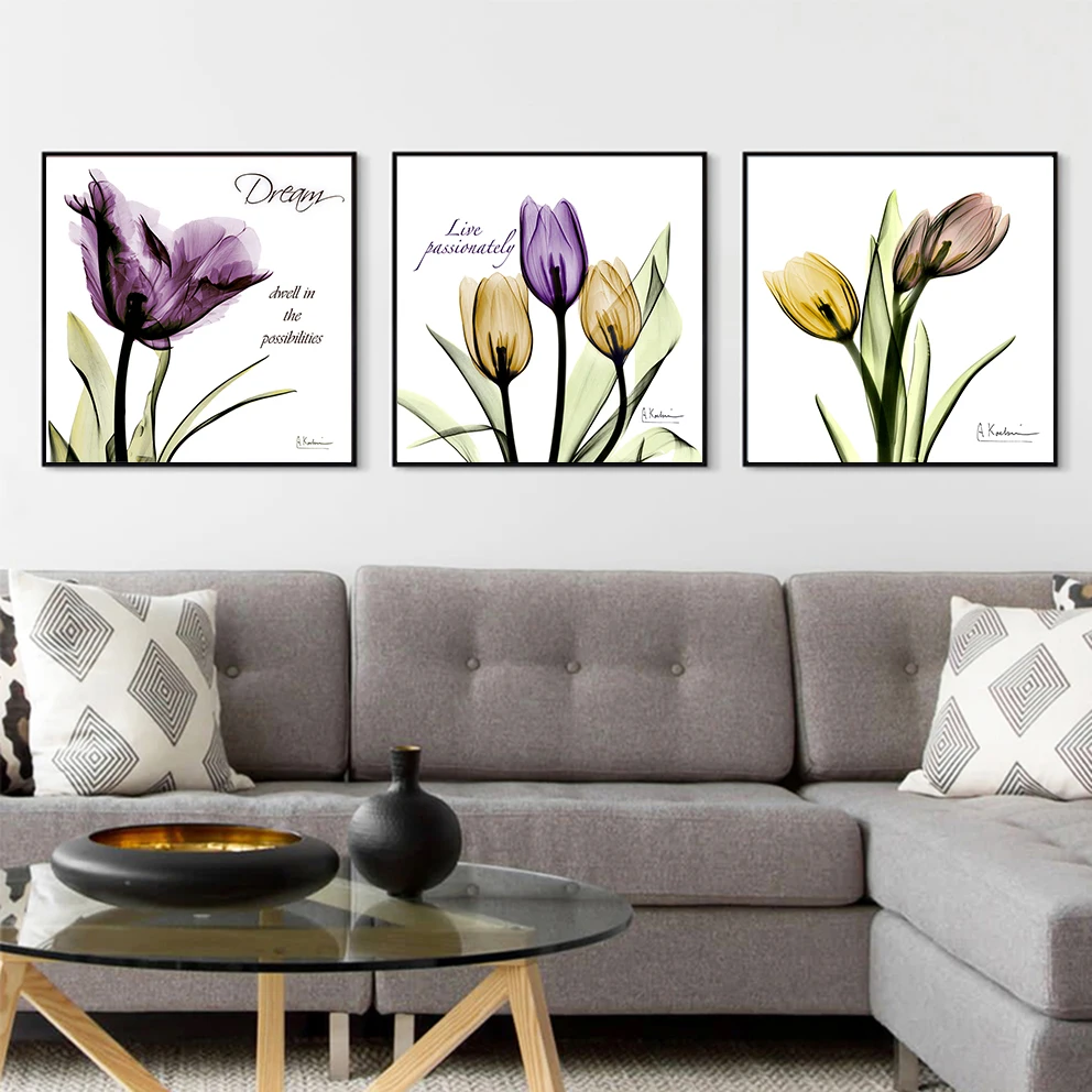 Wall Art Tulips Painting Canvas Print Flower Wall Paintings Art Pictures for Living Room Modern