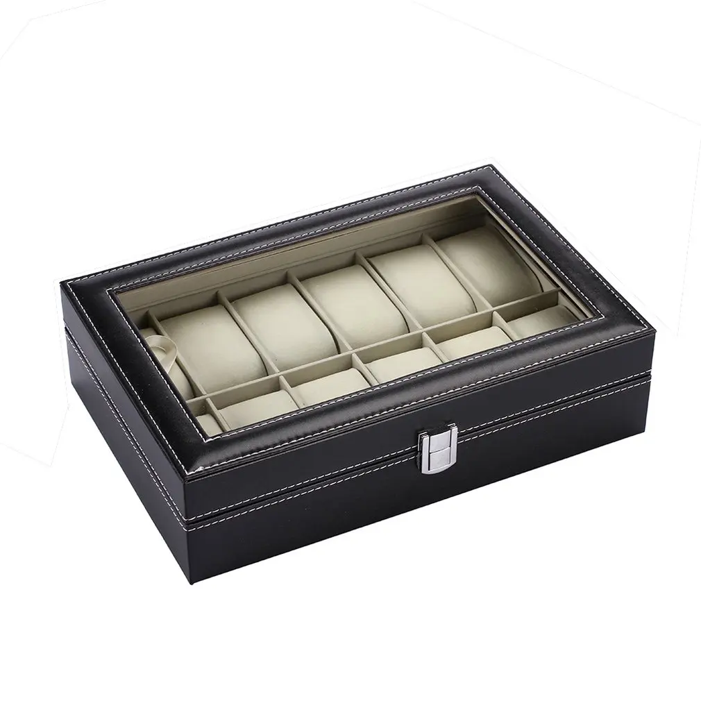 

12 Slots Compact Size Fashionable Watch Box Soft PU Leather Watch Storage Box Watch Display Slot Case Box Case DROPSHIPPING