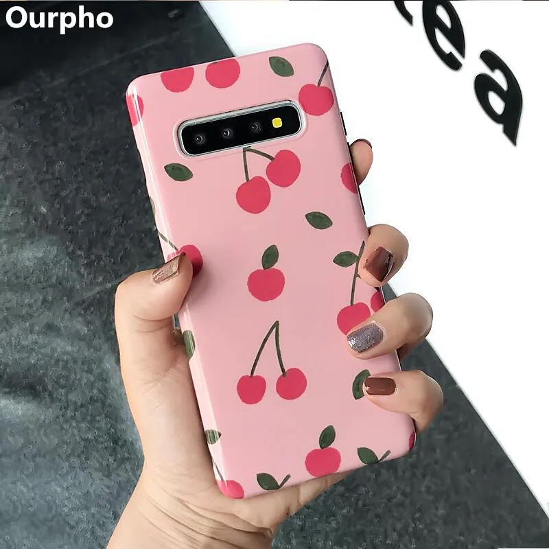 Ourpho для samsung Galaxy S10 Plus S8 S9 Rero чехол телефона с рисунком милой вишни мягкий s Note 8 9