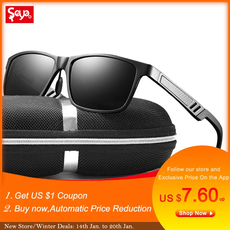 SAYLAYO New 2019 Men Polarized Sunglasses Aluminum Magnesium Driving Sun Glasses Rectangle Shades For Women Oculos masculino