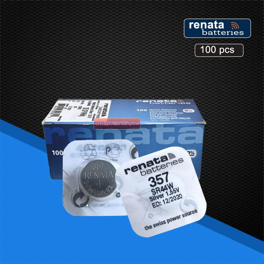 100 упаковка 100% оригинальный новый Renata 357 долговечный SR44W SR44 LR44 A76 L1154 357A AG13