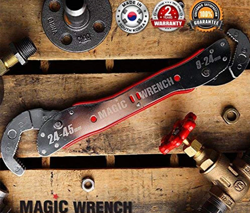 7REIZ 9-45mm Double Head Magic Wrench Universal Adjustable Key Multi Function Pipe Torque Spanner Plumbing Nut Grip Repair Tool