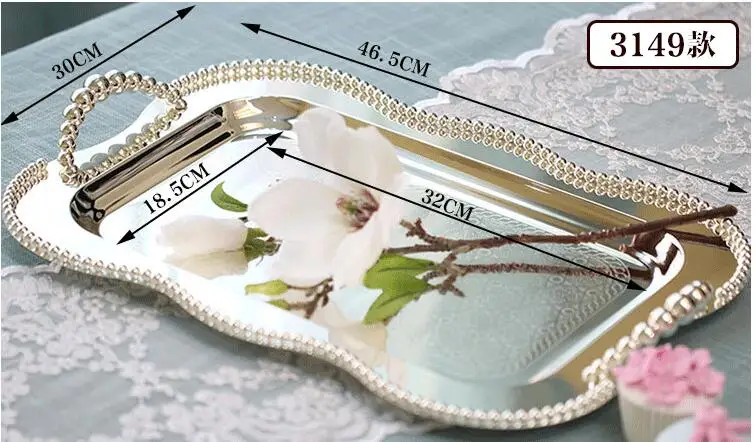 45x32 см Большой овальный Классический Серебряный Металлический сервировочный поддон для хранения посуды чашки Фрукты украшения дома лоток для хранения SG030 - Цвет: S1