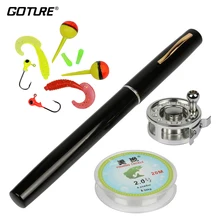 Goture ледяная Удочка комбинированная мини-ручка телескопическая удочка и катушка набор Расширенный 0,99 м+ Джиги/Мягкая приманка/поплавок/нейлоновая леска