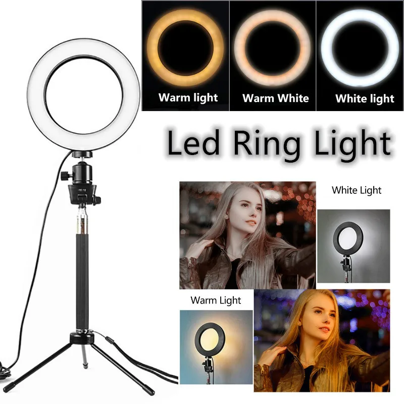 

Tycipy 20CM Selfie Ring Light LED Photography 3200-5500K 5W USB Photo Camera Video Table Mini Aluminium Alloy Tripod