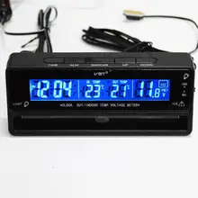 3 в 1 lcd-экран цифровой термометр для автомобиля Вольтметр монитор автомобиля Батарея Напряжение in/Out автомобилей Температура монитор метр