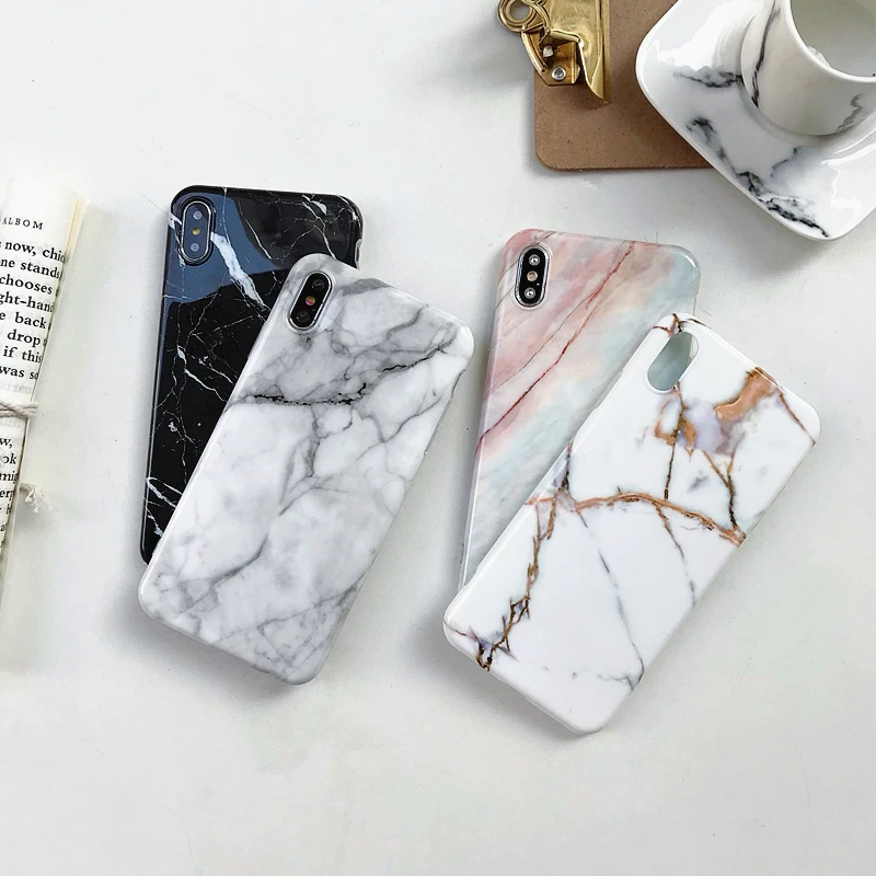 الرخام حالة على ل كوكه iphone 7 XS ماكس حالة لينة TPU الغلاف الخلفي ل iphone 6 6 S 7 8 زائد iphone X XR حالة غطاء جراب هاتف