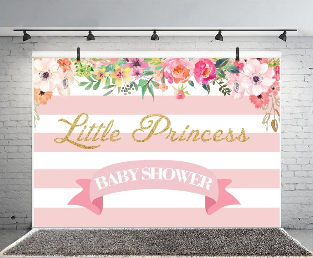 Laeacco Flowers Pink Stripes Princess Baby Newborn Photography Background Customized Photographic Backdrop For Photo Studio