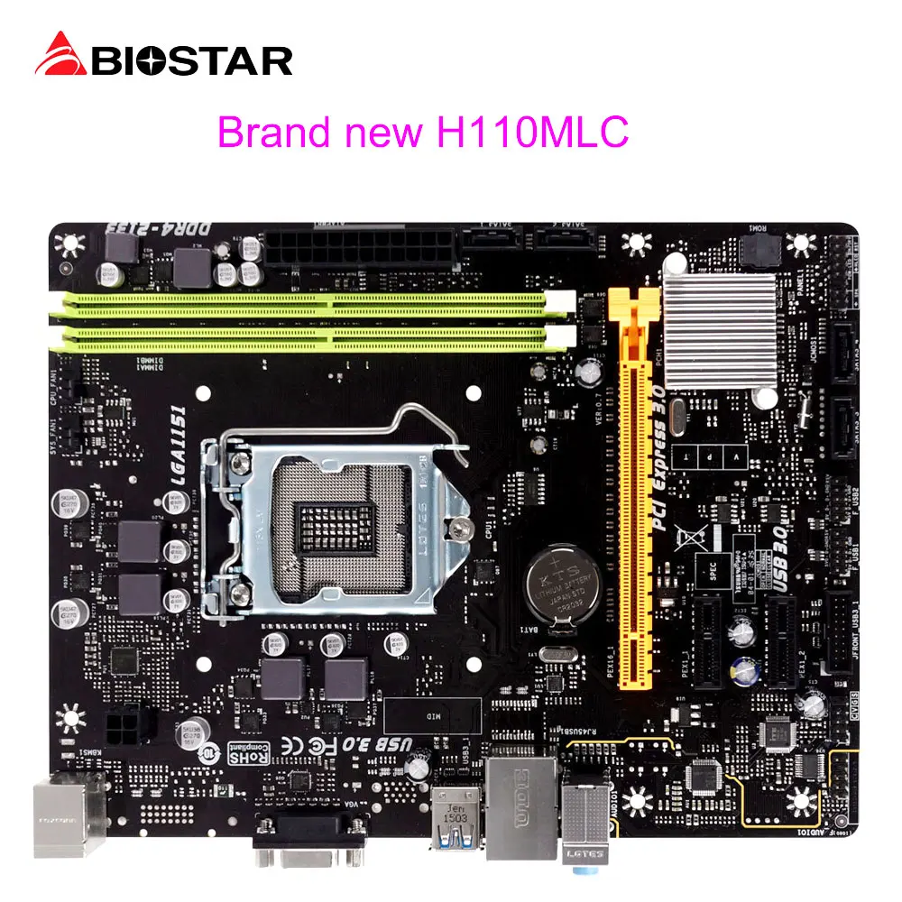 BIOSTAR New H110MLC Desktop Motherboard For Intel Core I5 I7 7700K 6700 CPU LGA 1151 Micro-ATX DDR4 2133/1866 Computer Mainboard intel g31 micro atx lga 775 ddr2 computer motherboard blue silver