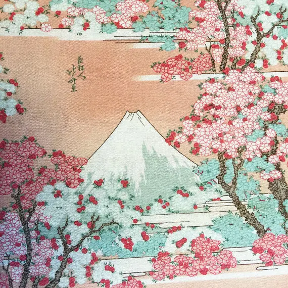 Pinup рокабилли японское ретро-стиль Diy ремесло крепление Fuji вишневые цветы стрейч Поплин Ткань с принтом Tissus(0,5 метра