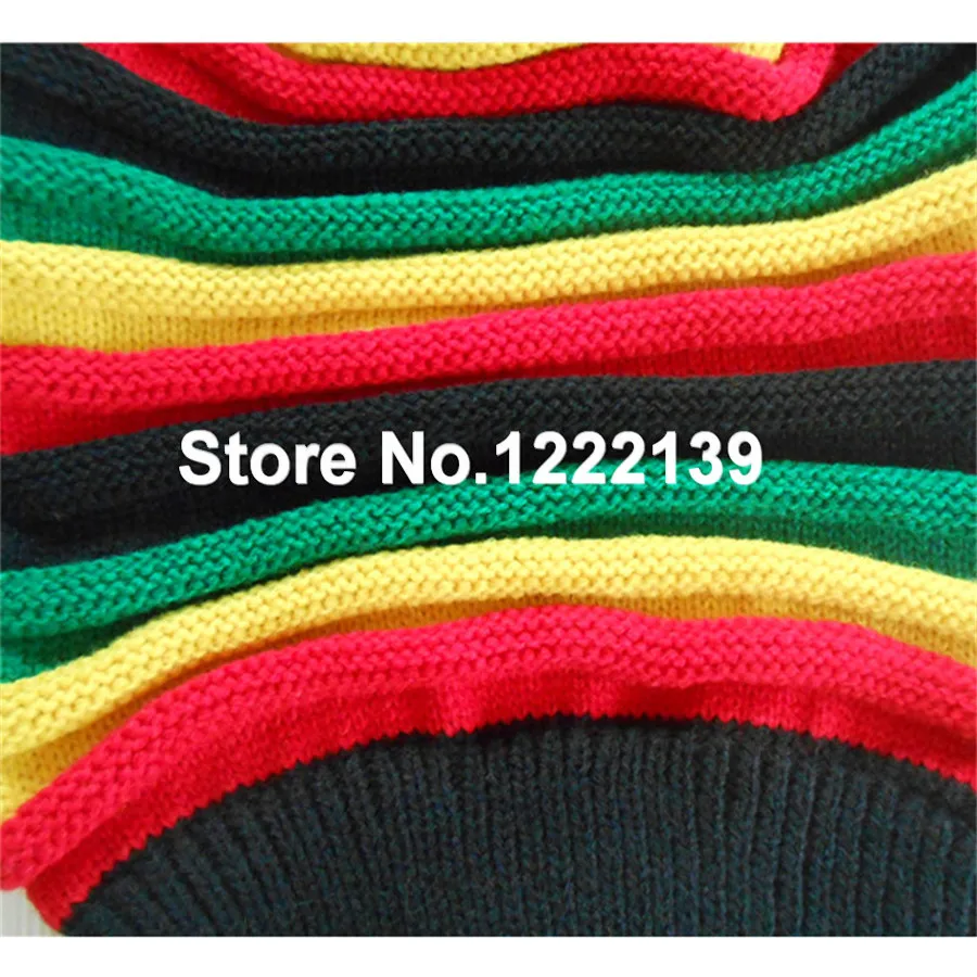 5 шт./лот, модная шапка Bob Marley Jamaica Rasta Gorro Slouch Beanie, зимняя вязаная шапка в разноцветную полоску в стиле хип-хоп, мешковатая шапка