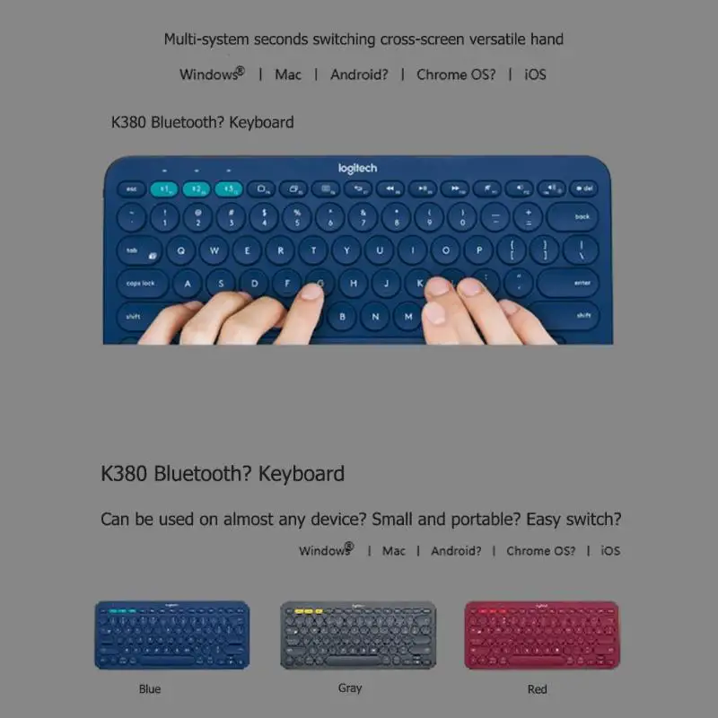 Многофункциональная Bluetooth беспроводная клавиатура для Mac, K380, хром, Windows, ультра-тонкая клавиатура для планшета, для iPhone, iPad, Android