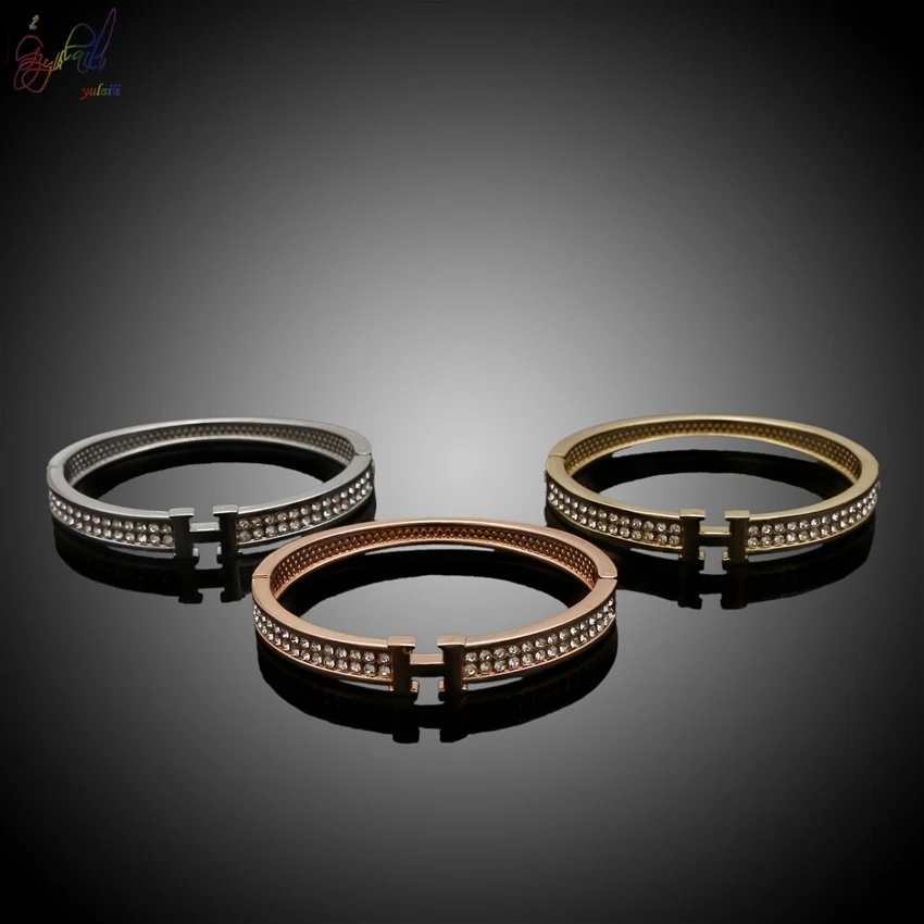 

Yulaili 2019 Hot Sale Copper Alloy Bracelet Rose/Silver/Gold Color Three with Simple Letter H Fashion Women Jewelry Bracelet