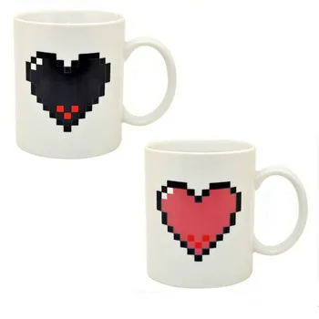 

Heat Pixel Magic Color Changing Cup Heat Sensitive Mug Handgrip Coffee Cup Temperature Changing Valentine's Love Gift Magic Cup